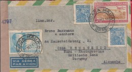 Censored Letter Sent From Brazil / Germany 1948. Mixed Franchise. Stamp Plane Flies Over Rio Janeiro. Zensur - Storia Postale