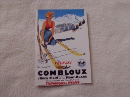 CARTE PUBLICITAIRE..TELESKI..TELEFERIQUE...HOTEL PLM ET MONT-BLANC...MEGEVE - Ordner, P.