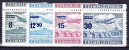 Tchécoslovaquie 1949 Mi 590-3 (Yv PA 32-35) Avec Vignettes En Haut, (MNH)** - Airmail