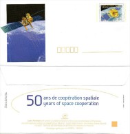 PAP FRANCE - INDE : 2 PAP "50 ANS DE COOPERATION SPATIALE"  SATELLITES Avec Cartes De Correspondance Dest Monde - PAP: Sonstige (1995-...)
