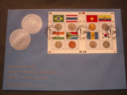 NATIONS  UNIES  2007  ( New-York )     "  Drapeaux  Et  Monnaies  "     1 F D C  De  8  Val. - Lettres & Documents
