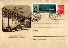 USSR 1965 FDC The Bratsk Hydroelectric Power Station. Concreting Of The Dam. - Agua
