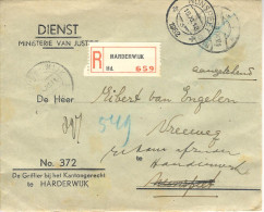 1952 Aangetekende Dienmstbrief Retourgezonden Van HARDERWIJK Naar Nunspeet - Lettres & Documents