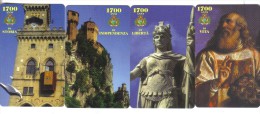 SAN MARINO 1700 Anni Di Storia  2000+3000+5000+10000 Lire Nuove Cod.schede.039 - Saint-Marin