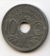 10 Centimes Zinc  " Lindauer"  .1941. Cnes Souligné TTB - 10 Centimes