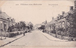 VILLAINES-sous-MALICORNE - Rue Principale - Café - Animé - Carte Timbrée 1905 - Autres & Non Classés