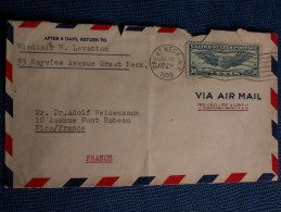 ""  ENVELOPPE  AVION 1939 - TP  TRANSATLANTIC  POUR  NICE  "" - Poststempel