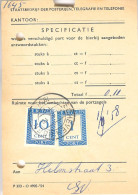 1958 Specificatieformulier Met Portzegel 1 Cent En 10 Cent - Lettres & Documents