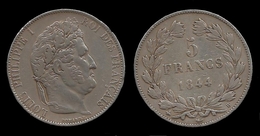 LOUIS - PHILIPPE I . 5 FRANCS . 1844 B . ( ROUEN ). - 5 Francs