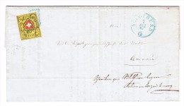 Heimat SO Solothurn 07.07 Blau 10Rp. Rayon Blaue Raute Auf Brief Nach Aarau Mit Blauem AK-Stempel Aarau Im Kasten - 1843-1852 Poste Federali E Cantonali