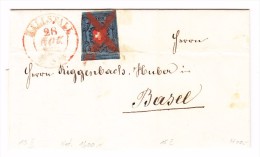 Heimat SO Ballstall (Balsthal) 28.11. 2 Kreis Rot 5Rp. Rayon #15II Brief Nach Basel - 1843-1852 Federale & Kantonnale Postzegels