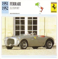 Ferrari 212 Export  -  1951  -  Fiche Technique Automobile (Italie) - Cars