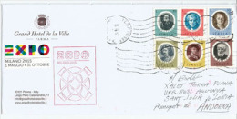 VILLE DE PARMA.ITALIE. EXPO UNIVERSELLE MILAN 2015, Lettre (timbres Personnalités Carriera,Aretino,Cherubini,etc) - 2015 – Milan (Italy)