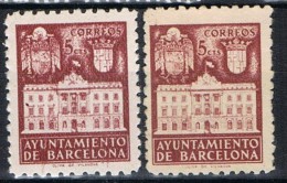 Dos Sellos Recargo Ayuntamiento Barcelona, Variedad Papel . Num 36 */** - Barcelone