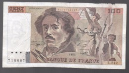 FRANCIA - FRANCE = 100 Francs 1993  P-154 - 100 F 1978-1995 ''Delacroix''