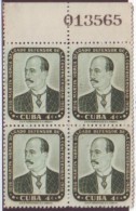 1957-161 CUBA. REPUBLICA. 1957. Ed.681. MARTIN MORUA DELGADO BLOCK 4 MH - Used Stamps