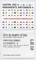 Ticket D'entrée / Entrance Ticket / Entreebewijs - Centre Des Monuments Nationaux - France - Toegangskaarten