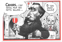 C.P  ILLUSTRATEUR..  BERNARD VEYRI ..   CARICATURE GAMBETTA.  TOUBON ...SALON DE CAHORS.  1993.TBE - Veyri, Bernard