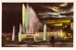 Pavilion Fountain, Illuminated, Bournemouth - Excel Series - Tinted Real Photo - Unused - Bournemouth (until 1972)