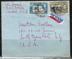 TRINIDAD & TOBAGO   Scott # 55 & 58 On 1940 AIRMAIL COVER To NY. USA - Trinidad & Tobago (...-1961)