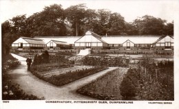 REAL PHOTOGRAPHIC POSTCARD THE CONSERVATORY - PITTENCRIEFF GLEN - DUNFERMLINE - FIFE - Fife