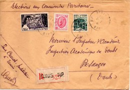 FRANCE - TUNISIE RF - LETTRE RECOMMANDEE DU 4.11.1954 - TUNIS Pour BESANCON - - Briefe U. Dokumente