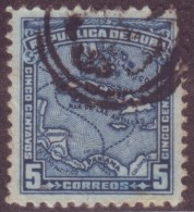 1914-64 CUBA. REPUBLICA. 1914. Ed.198A. 5c. MAPA. MAPITAS. MAP. FANCY CANCEL - Oblitérés
