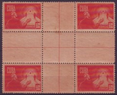 1943-32 CUBA. REPUBLICA. 1943. Ed.362CH. 2c. RETIRO DE COMUNICACIONES CENTRO DE HOJA CENTER OF SHEET. GOMA MANCHADA - Usati