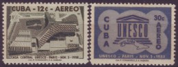 1958-160 CUBA. REPUBLICA. 1958. Ed. 775-76. INAUGURACION DEL PALACIO DE LA UNESCO. NU. ONU. MANCHAS - Gebraucht
