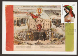 Portugal 2010 Buste De La République Aux Seins Nus Bonnet Phrygien Drapeau Carte Maximum Republic Bust Flag Maxicard - Révolution Française