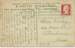 CARTE POSTALE 1925 AVEC CACHET AVIGNON PALAIS DES PAPES CYCLE MOYEN AGE 4-5-6 JUILLET 1925 - Mechanical Postmarks (Advertisement)