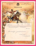 Télégramme Illustré - Royaume De Belgique - Régie Des Télégraphes Et Téléphones - Menen 1952 - CHARLES MICHEL - Cheval - Télégrammes