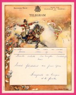 Télégramme Illustré - Royaume De Belgique - Régie Des Télégraphes Et Téléphones - Menen 1952 - CHARLES MICHEL - Cheval - Telegramas