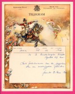 Télégramme Illustré - Royaume De Belgique - Régie Des Télégraphes Et Téléphones - Menen 1952 - CHARLES MICHEL - Cheval - Telegramme