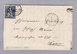 Heimat BE RYTZENBACH 1864-01-18 Langstempel Brief Nach Bern Mit 10Rp Blau Sitzende - Briefe U. Dokumente