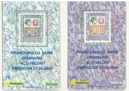 TESSERE FILATELICHE - SERIE "ALTI VALORI" - 2 TESSERE - ANNO 2004 - 2,35  - 3,00 EURO - - Philatelic Cards