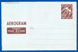NORWAY 1949 FEBRUARY PREPAID AEROGRAMME 60 ORE UNUSED  "LUFTPOST" - Postal Stationery
