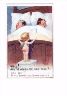 Humour - Illustrateur RIGHT - 7053 - Femme Et Homme Au Lit - Bébé Nu Ailes Ange - Souhaits Bonne Année - - Right