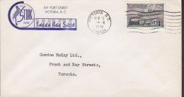 Canada THE STORK & TWEEN AGE SHOP, VICTORIA B.C. 1951 Cover Lettre Train Zug Chemin Timbre - Briefe U. Dokumente