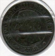 France - 5 Centimes 1855 BB - Napoléon III Empereur - Ancre (atelier : Strasbourg) - 5 Centimes