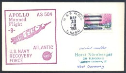 USA 1969 Cover: Space Weltraum: Nasa Apollo 9 US Navy Atlantic Recovery Force; USS Algol - Etats-Unis