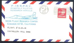 USA 1974 Air Mail Cover: Space Weltraum: NASA Flight Research CEnter Edwards; F-15 Remotely Piloted Vehicle - Etats-Unis