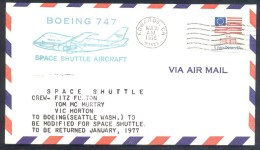 USA 1976 Air Mail Cover: Space Weltraum: NASA Boeing 747 Space Shuttle Aircraft Edwards; - Etats-Unis