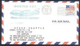 USA 1976 Air Mail Cover: Space Weltraum: NASA Boeing 747 Space Shuttle Aircraft Edwards; - United States