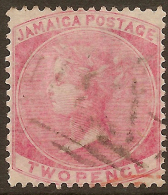 JAMAICA 1860 2d Rose QV SG 2 U #QG133 - Jamaica (...-1961)