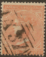 JAMAICA 1860 4d Red-orange QV SG 4a U #QG138 - Jamaica (...-1961)