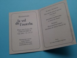 Restaurant" Le VAL De L'OURTHE " ( Stubbe-Gaspar ) Place Aux Foires 88 - DURBUY - Anno 19?? ( Zie Foto´s Voor Detail ) ! - Tarjetas De Visita