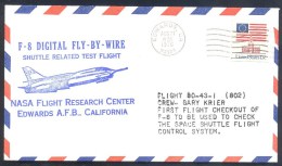 USA 1976 Air Mail Cover: F-8 Digital FLY-BY-WIRE Shuttle Related Test Flight; NASA Flight Research Center Edwards Califo - United States
