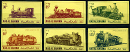 Ras Al Khaima  Mi. 554 B / 559 B  Ungezähnt  Histor. Dampflokomotiven  **/MNH - Trains