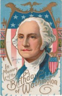 George Washington US President Birthday Holiday, C1900s/10s Vintage Embossed Postcard - Presidentes